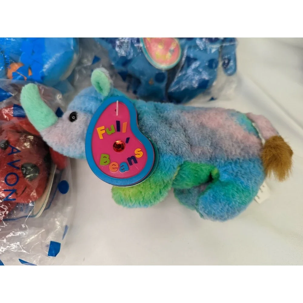 Avon Dapper Dinosaur Jumbo‎ Elephant Skip Puppy Rocky Rhino Bean Plush Lot of 4